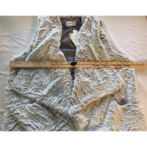 Jolt Womens Faux Fur Vest L Gray & White Asymmetric Hem Hippie Outdoor NEW NWT - Picture 8 of 15